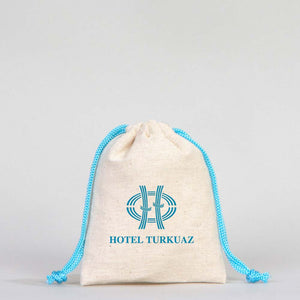Fabric Pouch 4" W x 5" H (10 cm x 13 cm)  - Turquoise Handle (Customize)