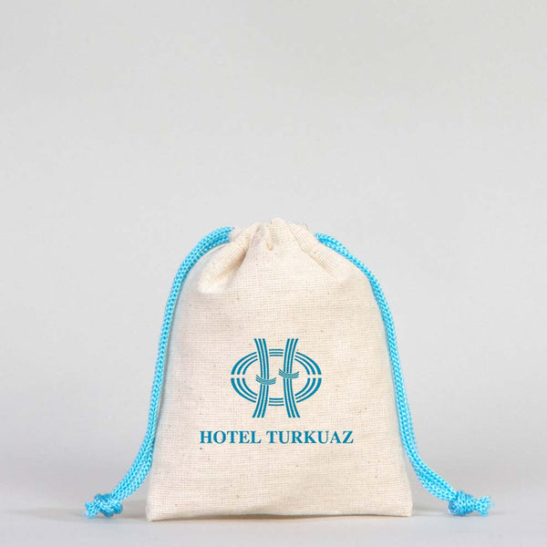 Fabric Pouch 4" W x 5" H (10 cm x 13 cm)  - Turquoise Handle (Customize)