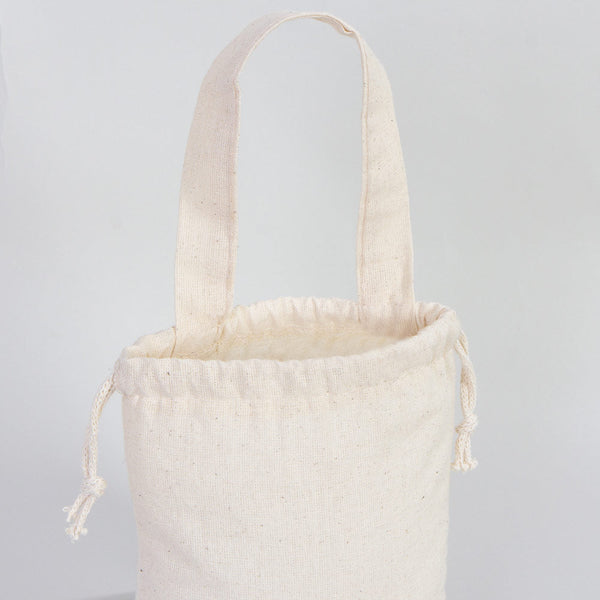 Cotton Pouch Bag 6"x8" – Natural Drawstring Favor Bag with Short Handle