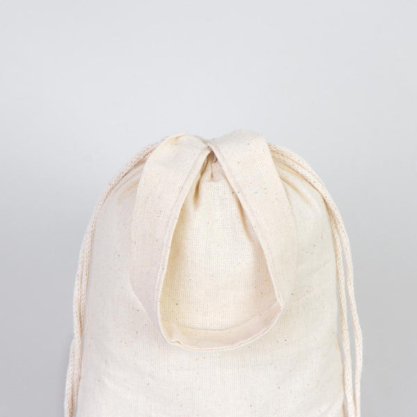 Cotton Pouch Bag 6"x8" – Natural Drawstring Favor Bag with Short Handle
