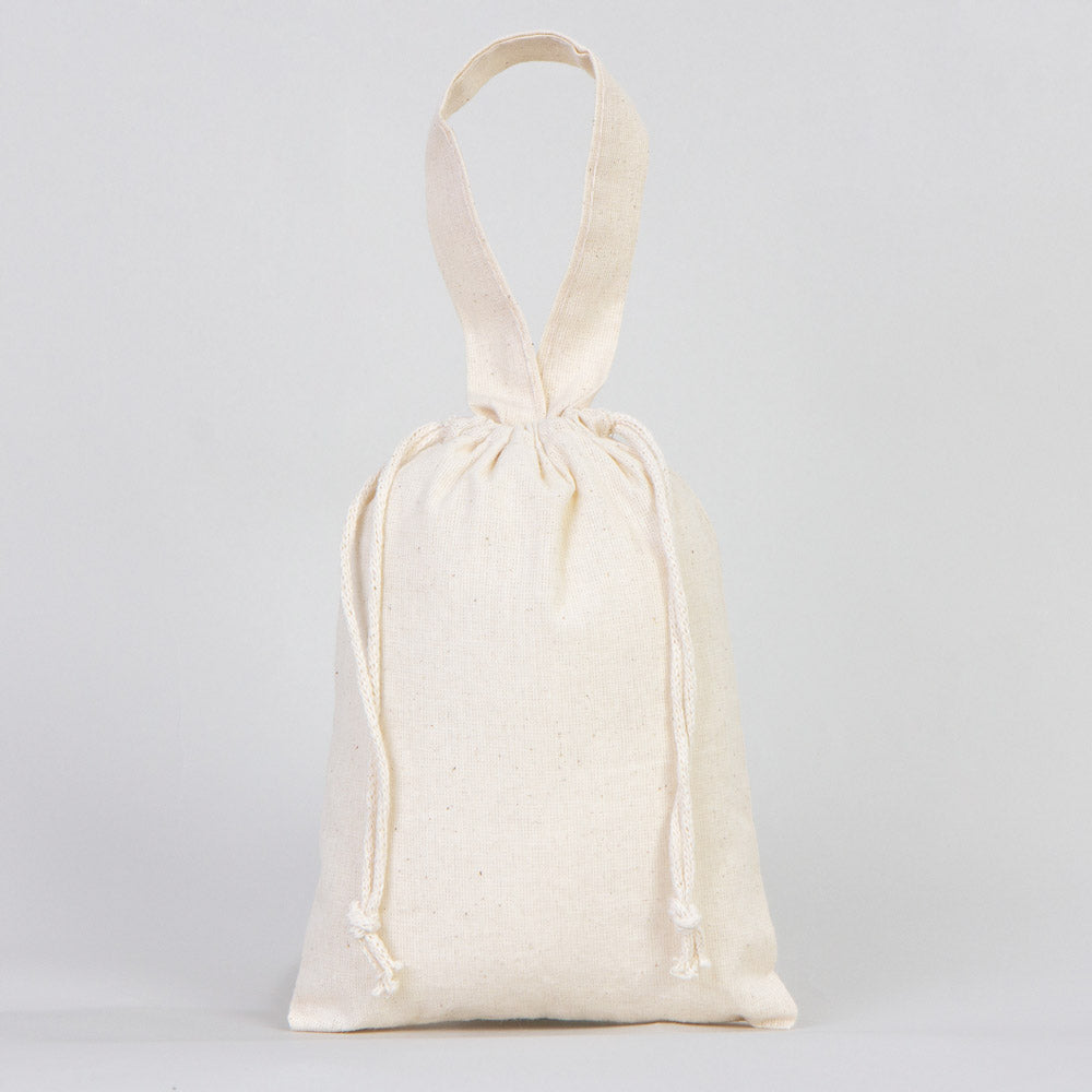 Cotton Pouch Bag 6"x8" – Natural Drawstring Favor Bag with Short Handle