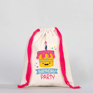 Fabric Pouch  6" W x 8" H (15.5 cm x 20 cm) - Fuchsia Handle (Customize)