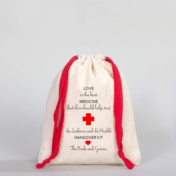 Fabric Pouch  6" W x 8" H (15.5 cm x 20 cm) - Red Handle (Customize)