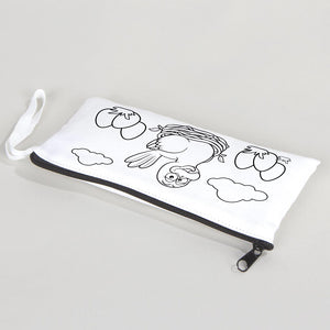 Dyeable Fabric Pencil Case - 8" W x 4" H (21cm x 10cm)  -  Mother Bird