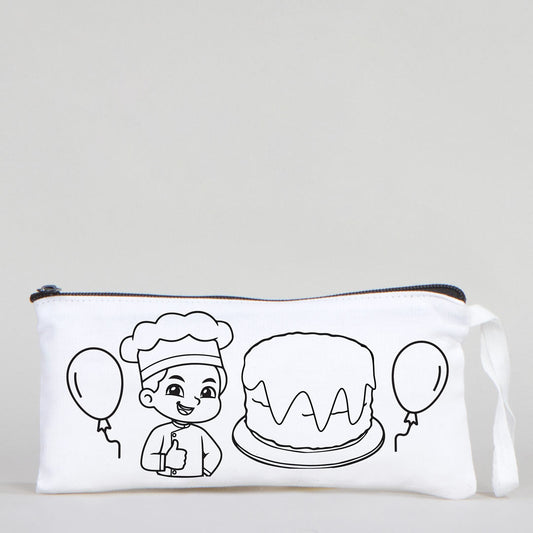 Dyeable Fabric Pencil Case  8" W x 4" H (21cm x 10cm)  -  Chef