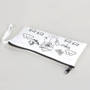 Dyeable Fabric Pencil Case 8" W x 4" H (21cm x 10cm)  -  Detective Bear