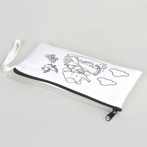 Dyeable Fabric Pencil Case - 8" W x 4" H (21cm x 10cm) Adventurous Elephant