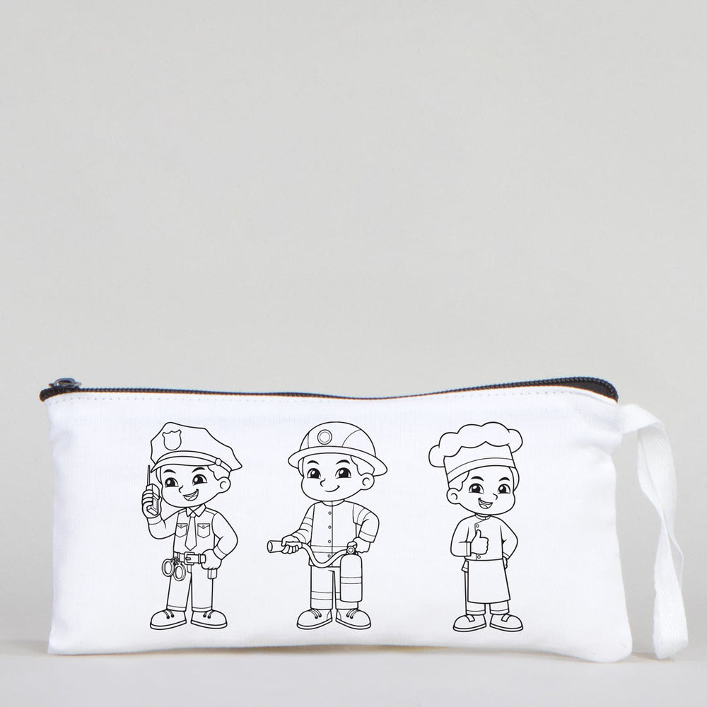 Dyeable Fabric Pencil Case  8" W x 4" H (21cm x 10cm) - Professions