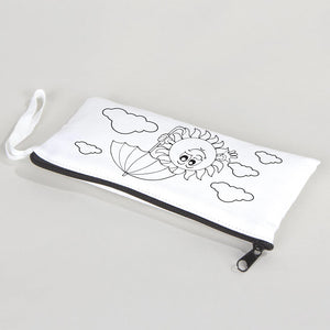 Dyeable Fabric Pencil Case 8" W x 4" H (21cm x 10cm) - Happy Sun