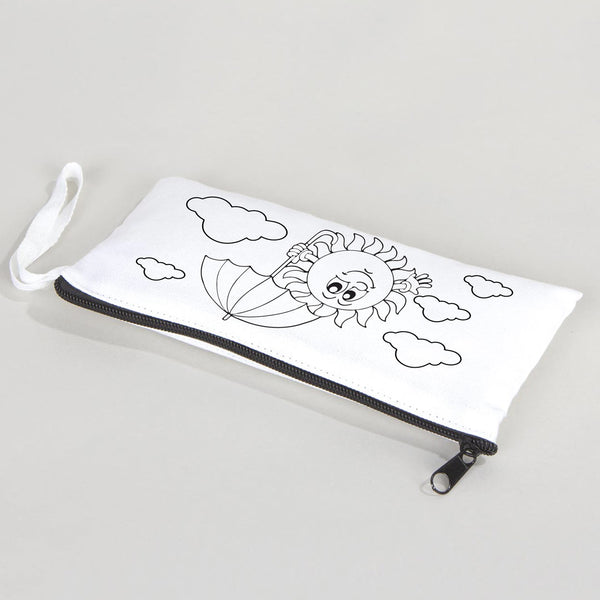 Dyeable Fabric Pencil Case 8" W x 4" H (21cm x 10cm) - Happy Sun