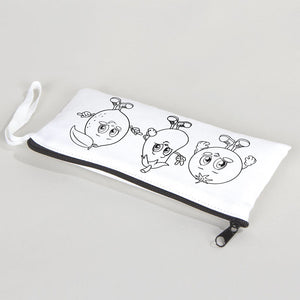 Dyeable Fabric Pencil Case  8" W x 4" H (21cm x 10cm)  - Cheerful Vegetables