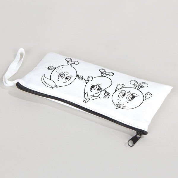 Dyeable Fabric Pencil Case  8" W x 4" H (21cm x 10cm)  - Cheerful Vegetables