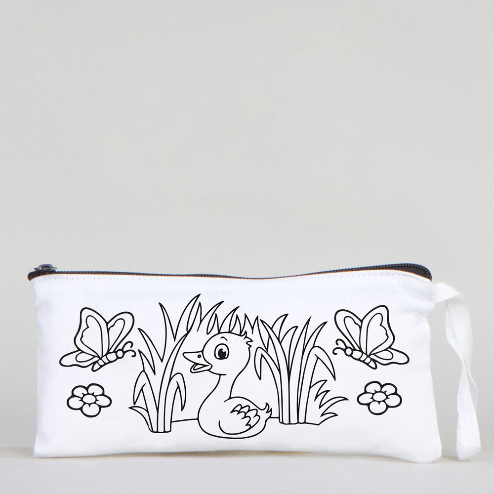 Dyeable Fabric Pencil Case 8" W x 4" H (21cm x 10cm)  - Little Duck