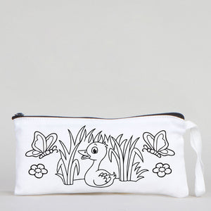 Dyeable Fabric Pencil Case 8" W x 4" H (21cm x 10cm)  - Little Duck