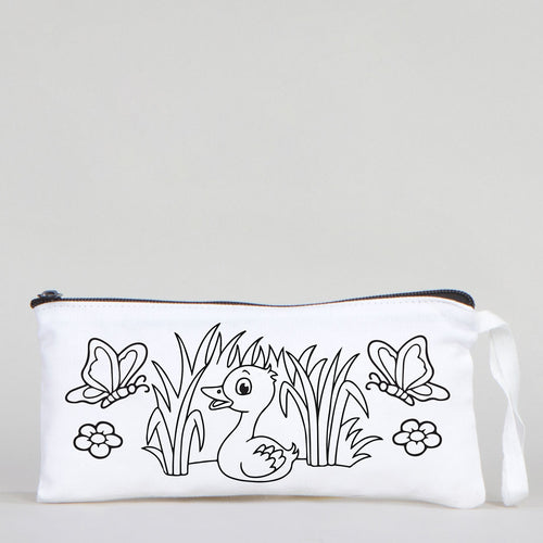 Dyeable Fabric Pencil Case 8" W x 4" H (21cm x 10cm)  - Little Duck