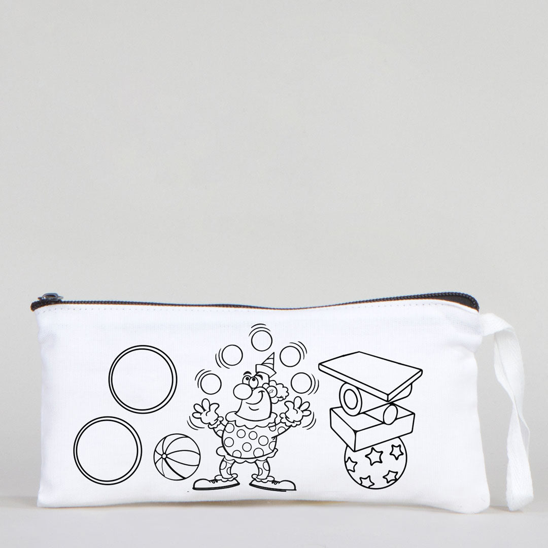 Dyeable Fabric Pencil Case  8" W x 4" H (21cm x 10cm) - Clown