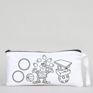 Dyeable Fabric Pencil Case  8" W x 4" H (21cm x 10cm) - Clown