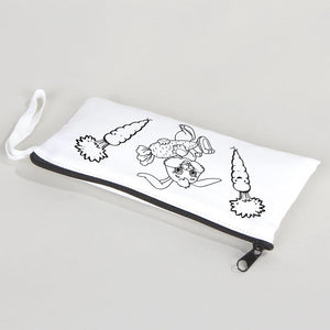 Dyeable Fabric Pencil Case 8" W x 4" H (21cm x 10cm)  -  Little Bunny
