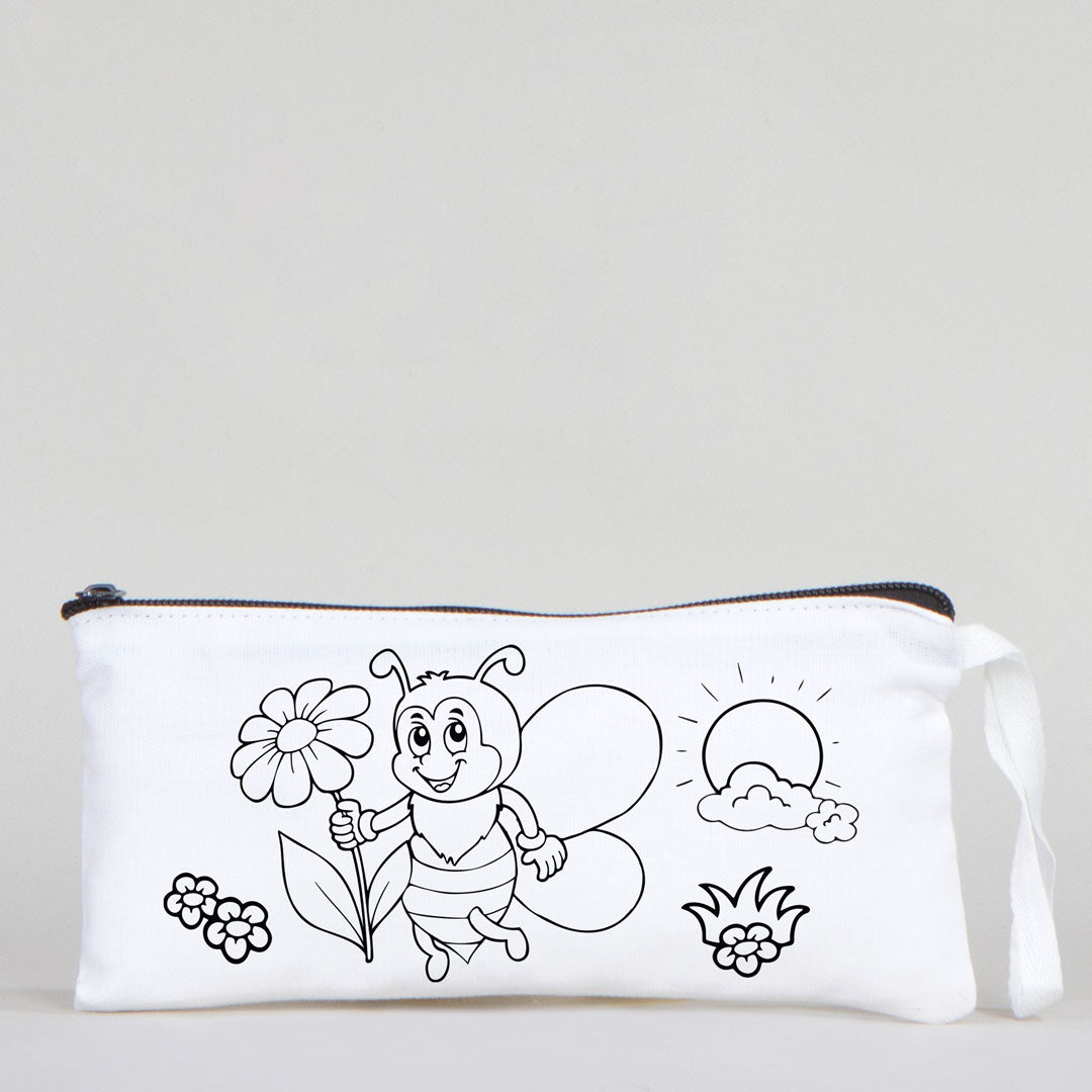 Dyeable Fabric Pencil Case 8" W x 4" H (21cm x 10cm)  - Ladybug