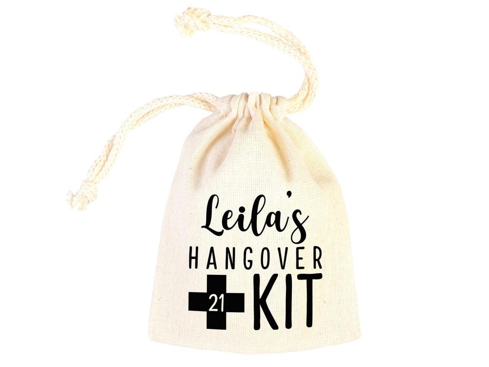 Birthday Hangover kit Bags, Recovery Kit Party Custom Name Print, Organic Cotton Drawstring Pouchs Bag - Pamusan.com
