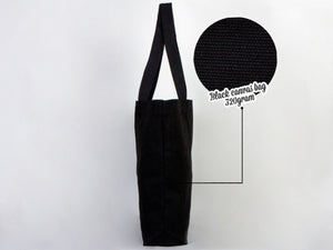 Black Canvas Beach Bag 19"x16"x4" – Large Eco - Friendly Tote for Shopping & Travel - Pamusan.com
