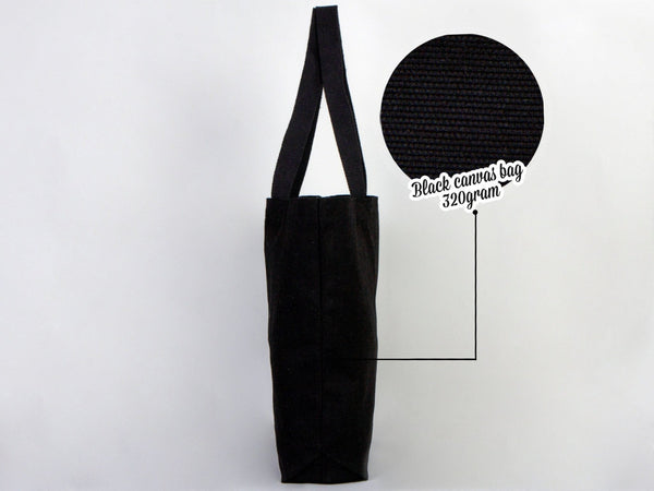 Black Canvas Beach Bag 19"x16"x4" – Large Eco - Friendly Tote for Shopping & Travel - Pamusan.com