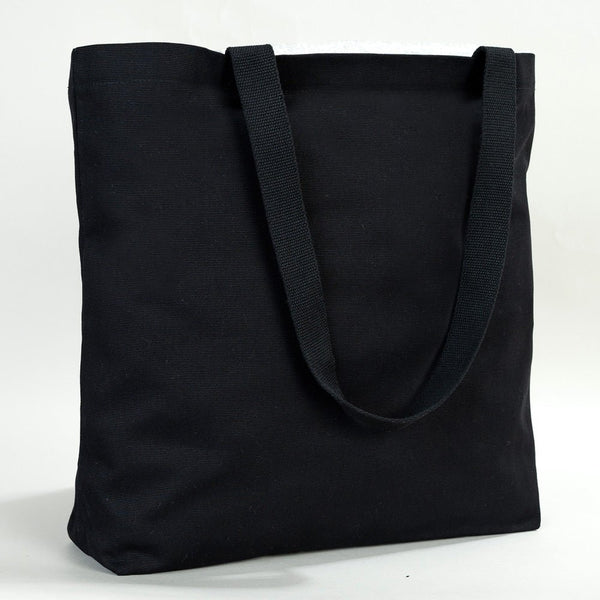 Black Canvas Beach Bag 19"x16"x4" – Large Eco - Friendly Tote for Shopping & Travel - Pamusan.com