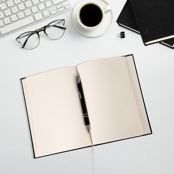 Black Canvas Notebook 6" × 8" – Happy New Year Personalized Holiday Journal - Pamusan.com