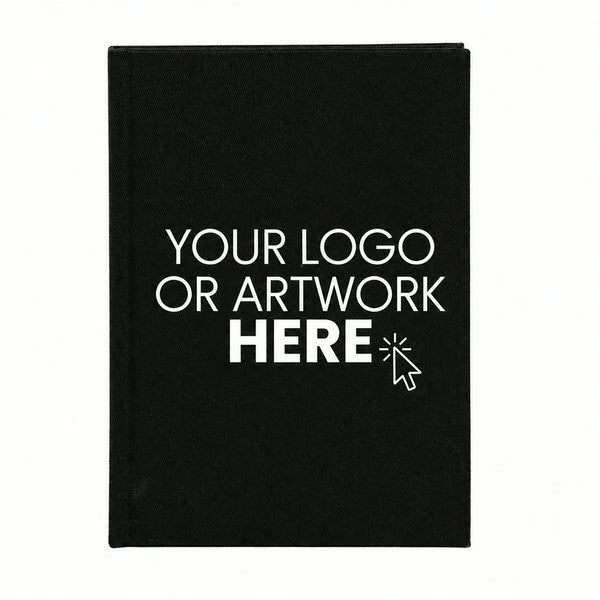 Black Canvas Notebook with Custom Logo – A5 (7.9" × 5.5" / 20 × 14 cm), 80 Sheets, Bulk Corporate Gifts - Pamusan.com