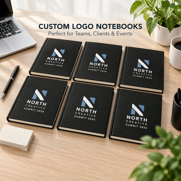 Black Canvas Notebook with Custom Logo – A5 (7.9" × 5.5" / 20 × 14 cm), 80 Sheets, Bulk Corporate Gifts - Pamusan.com