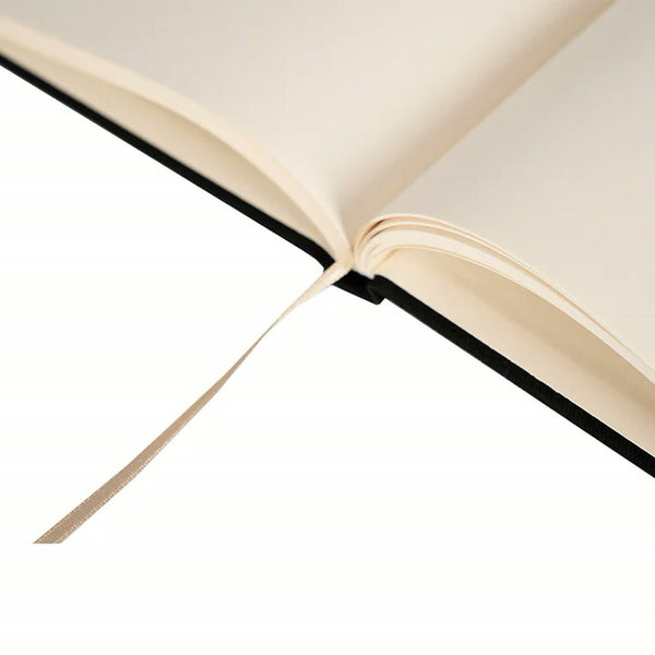Black Canvas Notebook with Custom Logo – A5 (7.9" × 5.5" / 20 × 14 cm), 80 Sheets, Bulk Corporate Gifts - Pamusan.com