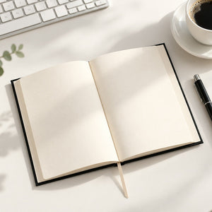 Black Canvas Notebook with Custom Logo – A5 (7.9" × 5.5" / 20 × 14 cm), 80 Sheets, Bulk Corporate Gifts - Pamusan.com