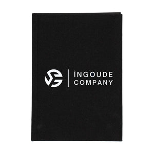 Black Canvas Notebook with Custom Logo – A5 (7.9" × 5.5" / 20 × 14 cm), 80 Sheets, Bulk Corporate Gifts - Pamusan.com