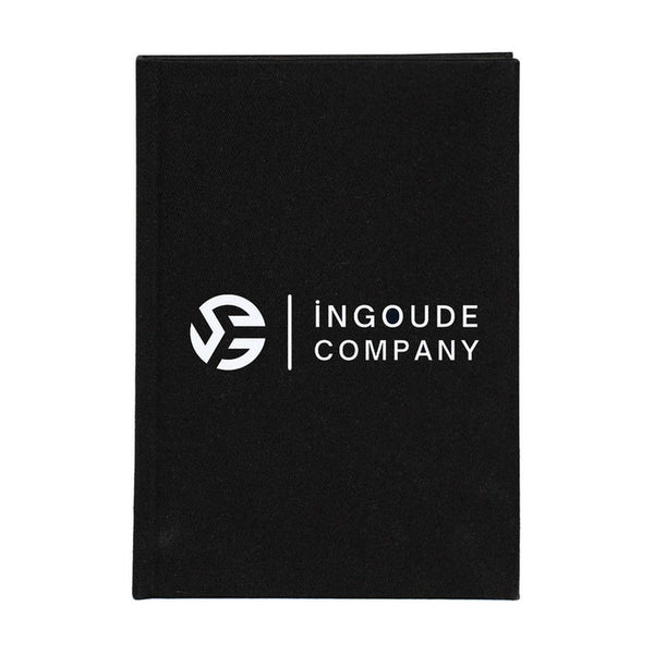 Black Canvas Notebook with Custom Logo – A5 (7.9" × 5.5" / 20 × 14 cm), 80 Sheets, Bulk Corporate Gifts - Pamusan.com