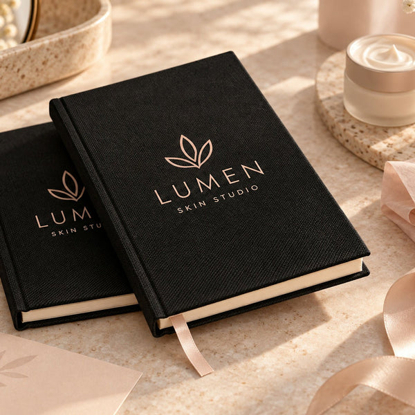 Black Canvas Notebook with Custom Logo – A5 (7.9" × 5.5" / 20 × 14 cm), 80 Sheets, Bulk Corporate Gifts - Pamusan.com