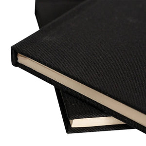 Black Canvas Notebook with Custom Logo – A5 (7.9" × 5.5" / 20 × 14 cm), 80 Sheets, Bulk Corporate Gifts - Pamusan.com