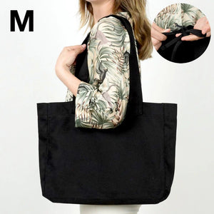 Black Canvas Shopping Tote Bag – 14" × 12" × 4" (35 × 30 × 10 cm) – Thick 10 oz Cotton - Pamusan.com