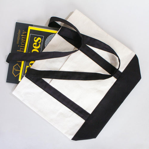 Black Canvas Tote Bag – Large 16"x14"x5", Eco - Friendly & Reusable - Pamusan.com