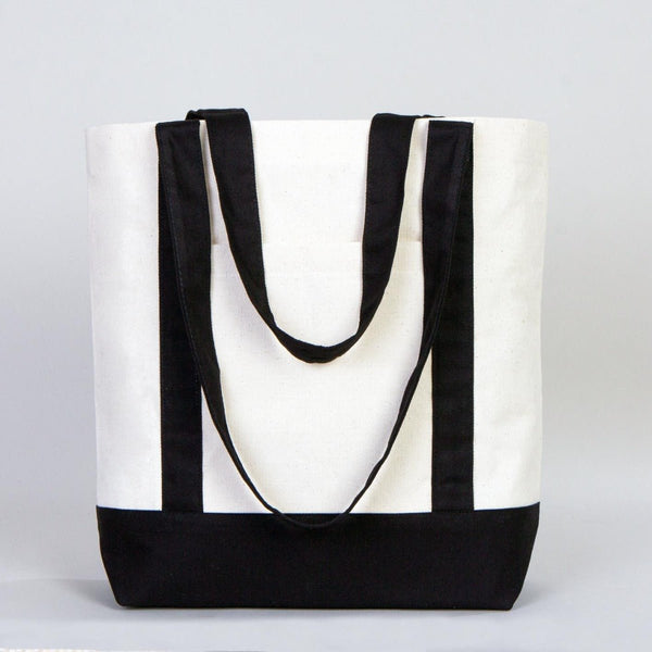 Black Canvas Tote Bag – Large 16"x14"x5", Eco - Friendly & Reusable - Pamusan.com