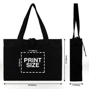 Custom black canvas tote bag print area 11x8 in (28x20 cm) – Pamusan.com