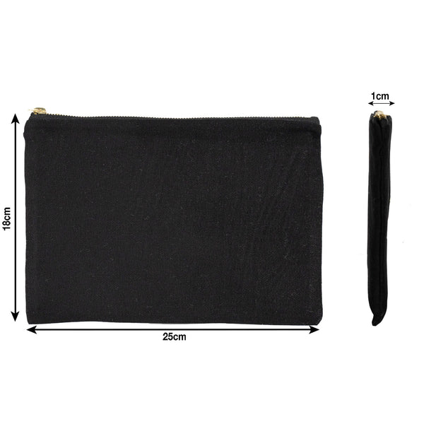 Black Canvas Zippered Clutch Pouch – 10" × 7" (25 × 18 cm) – 10 oz - Pamusan.com