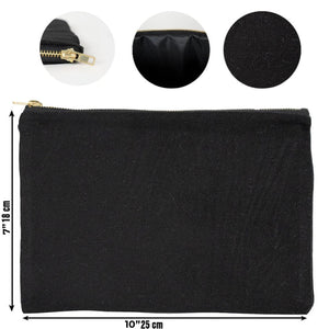 Black Canvas Zippered Clutch Pouch – 10" × 7" (25 × 18 cm) – 10 oz - Pamusan.com