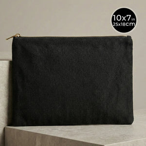 Black Canvas Zippered Clutch Pouch – 10" × 7" (25 × 18 cm) – 10 oz - Pamusan.com