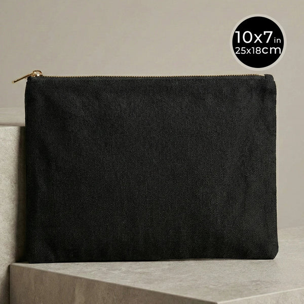 Black Canvas Zippered Clutch Pouch – 10" × 7" (25 × 18 cm) – 10 oz - Pamusan.com