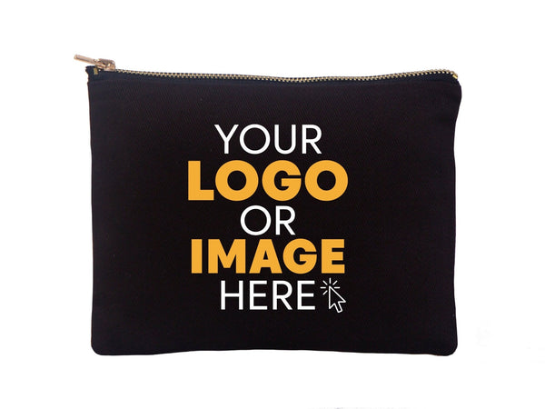 Black Clutch Bag 8"x6" – Custom Logo Cosmetic & Personalized Makeup Pouch for Bridesmaids - Pamusan.com