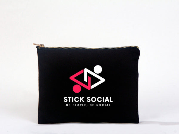 Black Clutch Bag 8"x6" – Custom Logo Cosmetic & Personalized Makeup Pouch for Bridesmaids - Pamusan.com