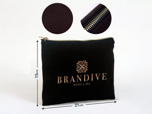 Black Clutch Bag 8"x6" – Custom Logo Cosmetic & Personalized Makeup Pouch for Bridesmaids - Pamusan.com
