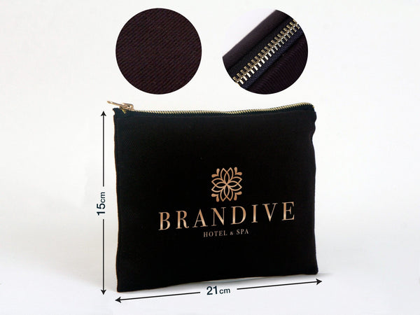 Black Clutch Bag 8"x6" – Custom Logo Cosmetic & Personalized Makeup Pouch for Bridesmaids - Pamusan.com