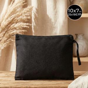 Black Cotton Clutch Pouch – 10" × 7" (25 × 18 cm) - Pamusan.com