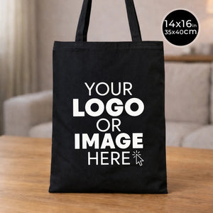 Black Cotton Tote Bag – 14"x16" Reusable Custom Print Canvas Bag Wholesale - Pamusan.com